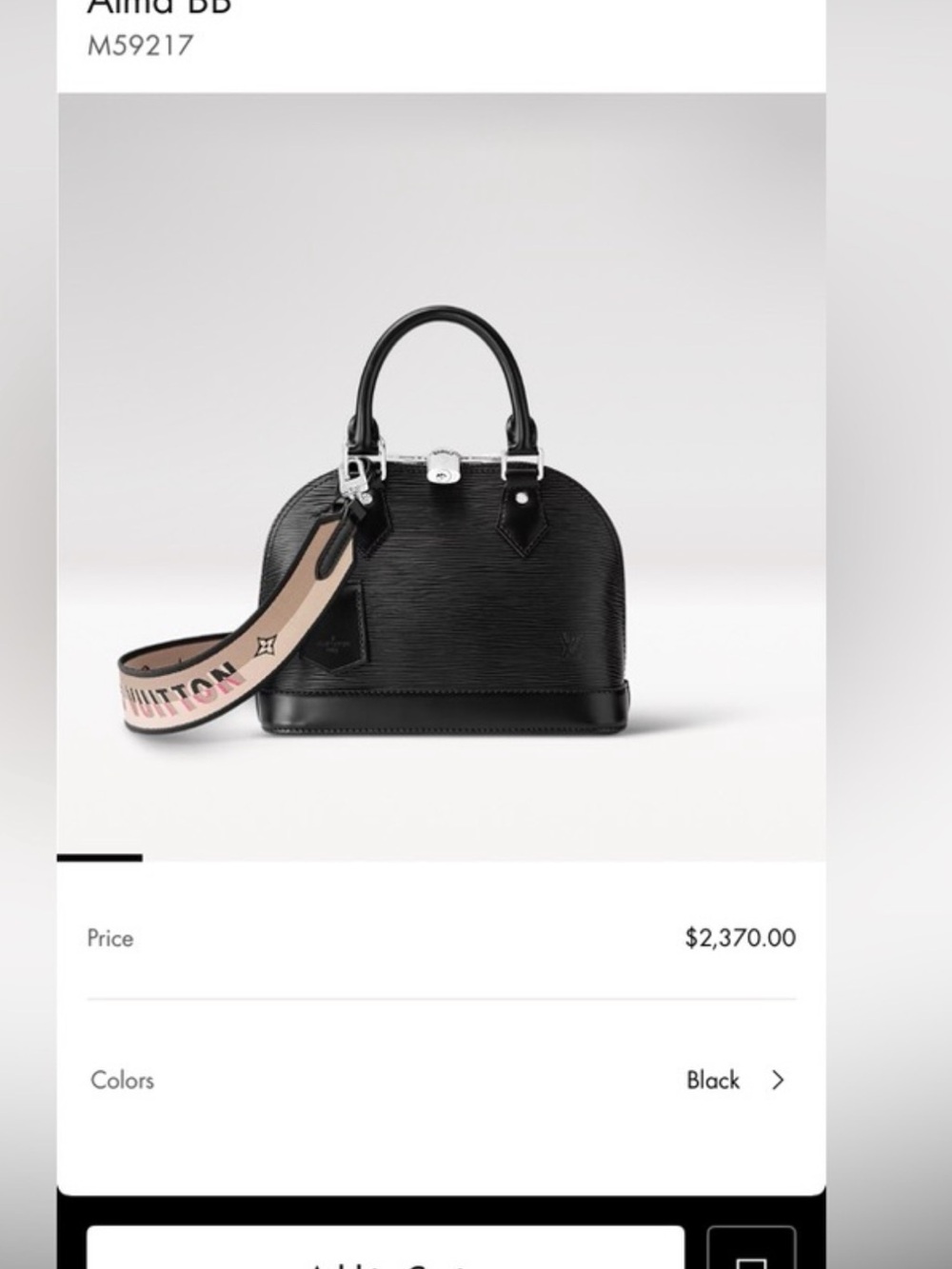 Louis Vuitton Epi Alma BB in Black